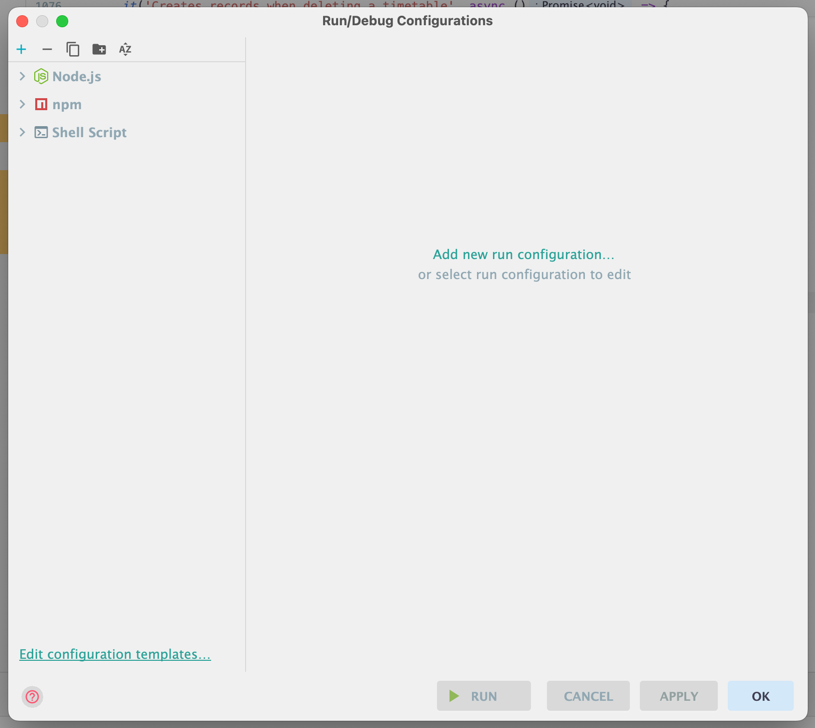 empty config screen